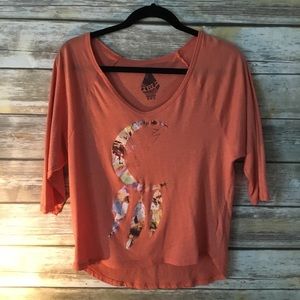 Volcom 3/4 Sleeve Graphic Tee Moon and Feathers